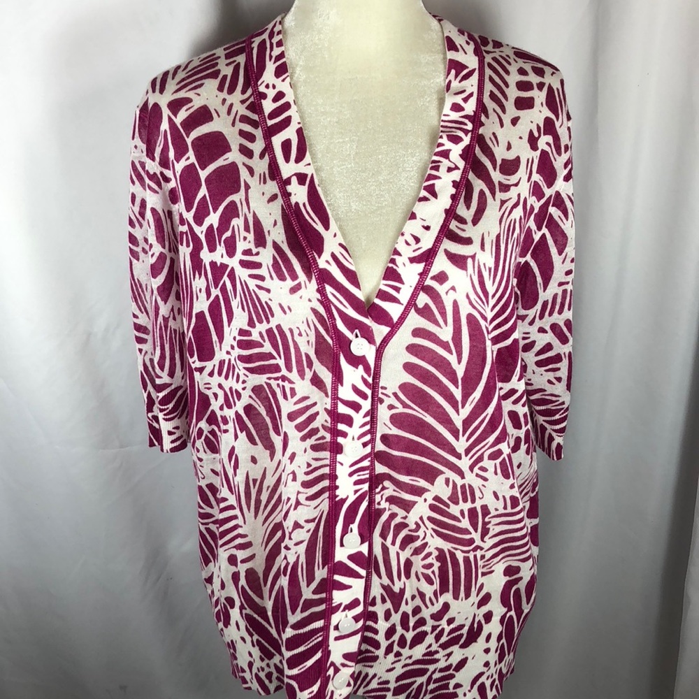 Loft Magenta & White Top